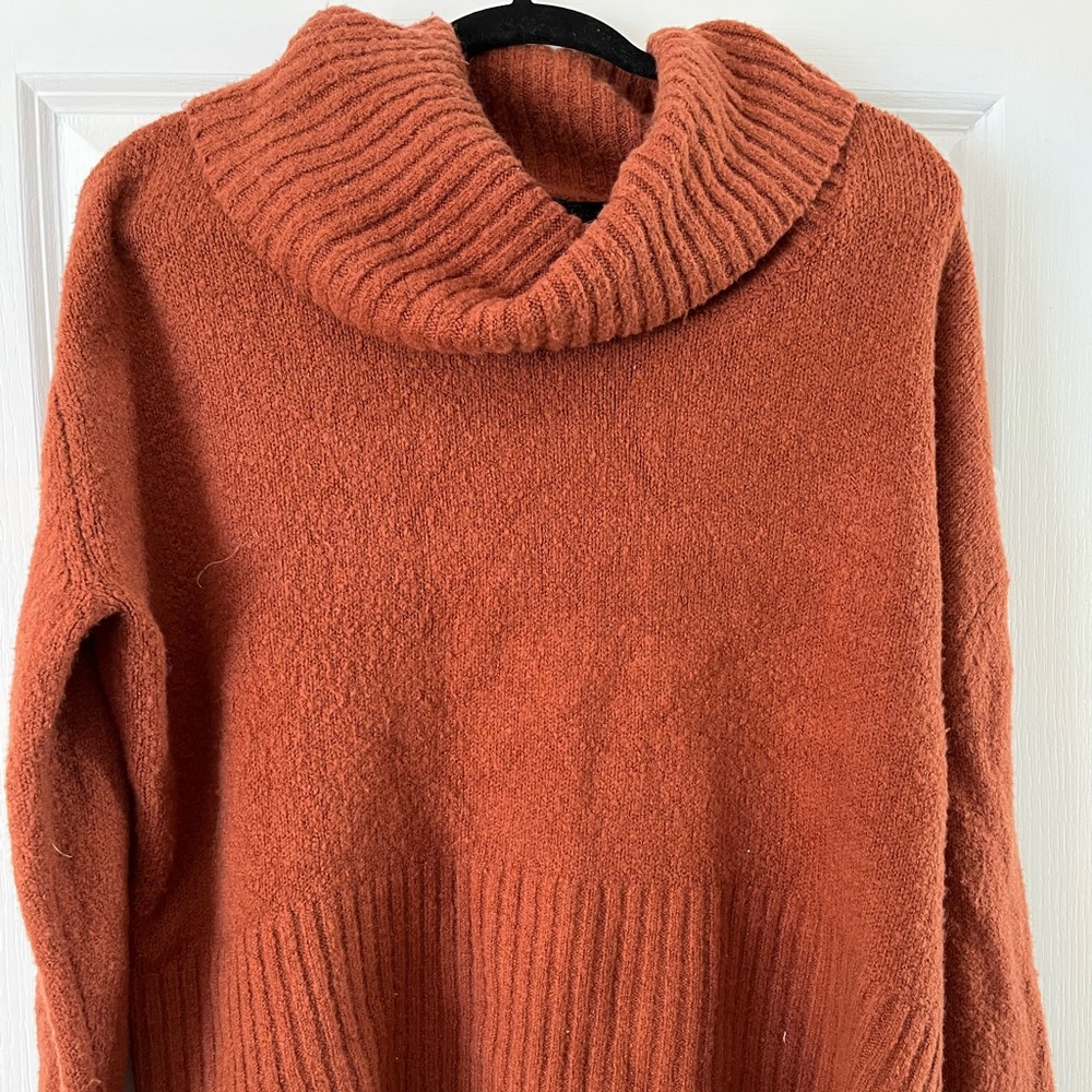Cognac Brown Cowl Neck Sweater